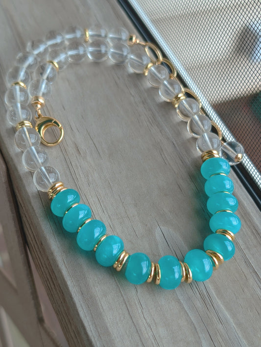 Amazonite and clear quartz necklace