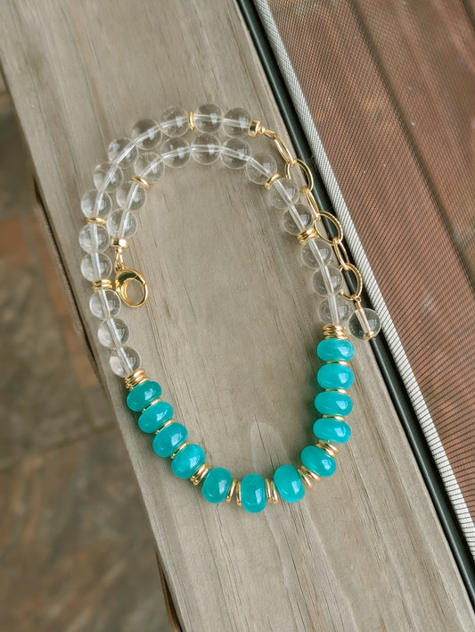 Amazonite and clear quartz necklace